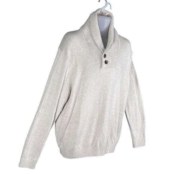 Izod Mens XL Cream Shawl Collar Pullover Sweater Preppy Old Money Minimalist - Picture 5 of 16